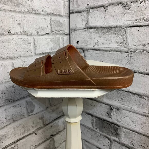 Freedom Moses Two-Band Slide Copper Slip On Sandals - Picture 2 of 10